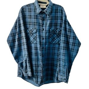 VTG Sears Men’s Store Blue Plaid Flannel Shirt L-Tall
